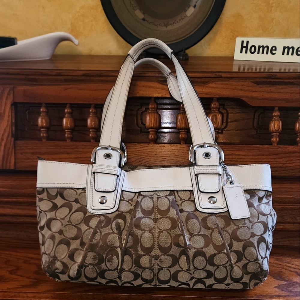 Coach "SOHO" Signature Pleated Canvas & Leather